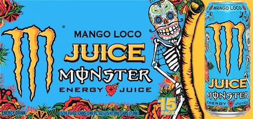 Monster Energy Juice Monster Mango Loco Energy Drink 16 Ounce | Energy + Juice Pack of 15