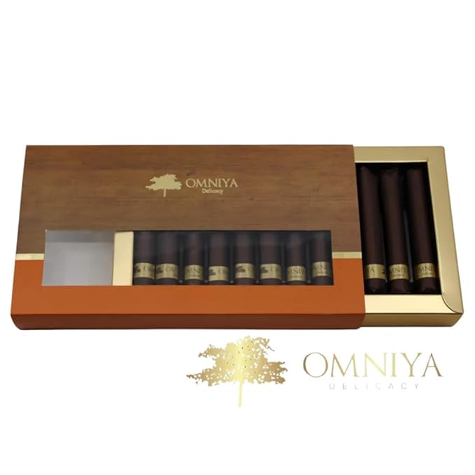 OMNIYA Delicacy Chocolate Cigar Box 24 Pieces Milk Chocolate Cigars | 2 Pack of 5.82 oz Boxes Gourmet Gift for Birthday Anniversary Holiday Graduation &amp Corporate Gifting