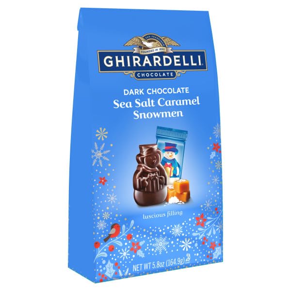 Ghirardelli Dark Chocolate Sea Salt Caramel Snowmen Large Bag Pack of Two - 5.8 oz Bags