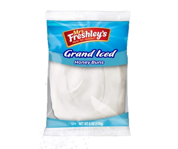 Mrs. Freshley's Grand White Iced Honey Buns Individually Packaged 6 oz. Pack of 12