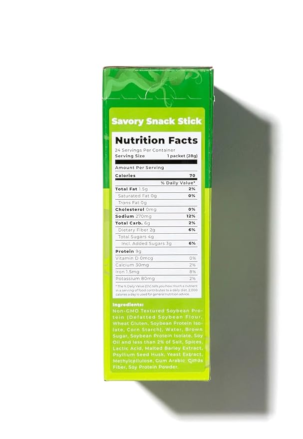 Bean Stalk Savory Snack Sticks Original Flavor| Plant Based Meatless Vegan Jerky Snacks | High-Protein 9g each | Non-GMO | Vegetarian | Perfect On-the-Go Snack | 24 pack