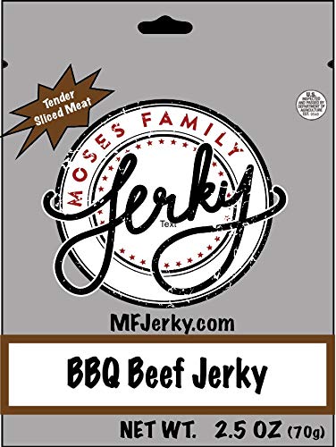 Moses Family Jerky BBQ Beef Jerky 2.5 Ounce (Pack of 4) Bite Sized Sliced Meat