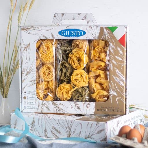 Giusto Sapore Pasta Gift Set - Imported From Italy - Perfect for The Foodie In Your Life - Classic Trio Pappardelle Tagliatelle &amp Tagliolino