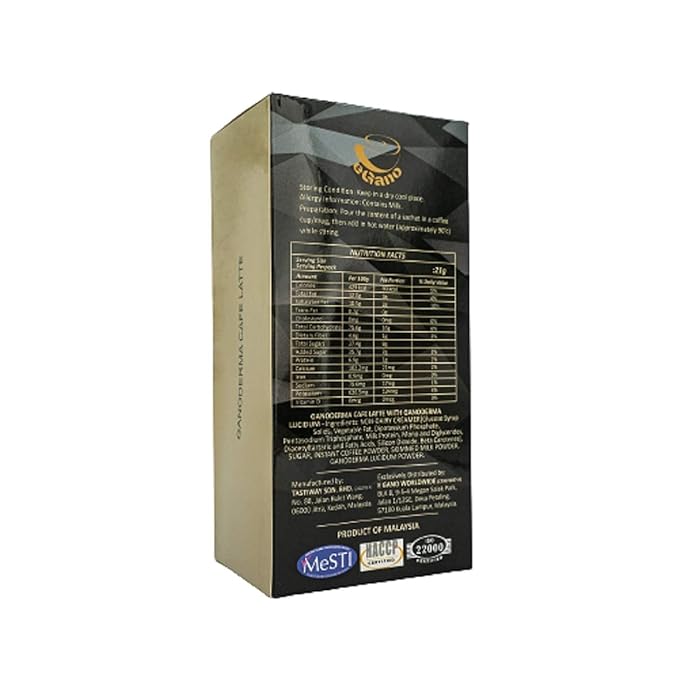 5 Boxes eGano Premium Ganoderma Cafe Latte Instant Coffee With Ganoderma Lucidum Extract (21g x 20 Sachets/Box)