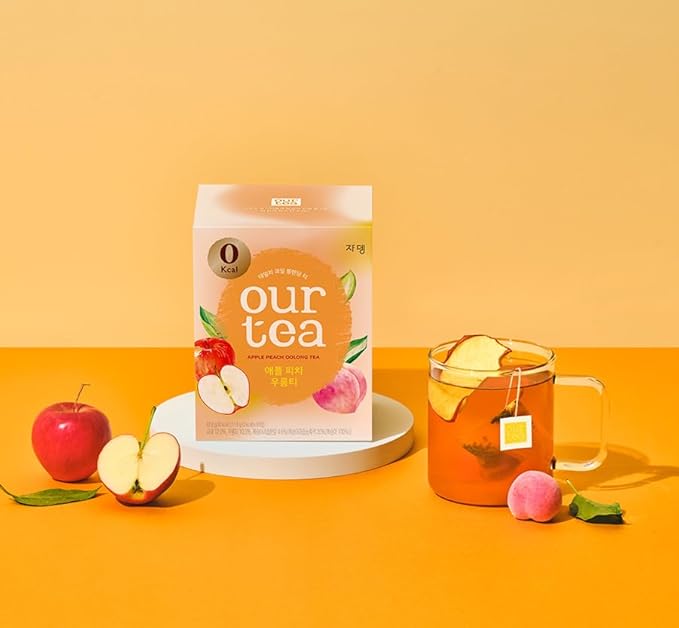 ROASTIQUE Apple Peach Oolong Tea with Real Dried Fruit – Premium Orgainc Tea Sweet Fruit Blend Hot or Iced Tea Zero Sugar &amp Zero Calories 8 Tea Bags