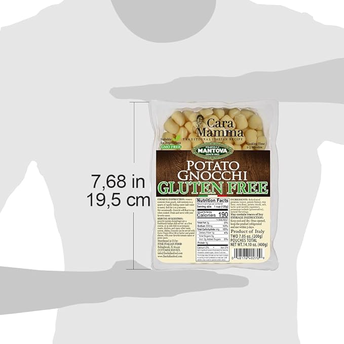 Mantova Gluten-Free Potato Gnocchi 14.10 oz. (Pack of 11) Product of Italy Traditional Easy-to-Cook Gluten-Free Potato Gnocchi All-Natural Ingredients Ideal with Tomato Sauces Alfredo Sauce C