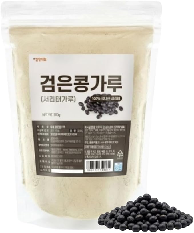 Roasted Korean Black Soybean Powder – 100% Toasted Seoritae from Korea Fine Ground Plant-Based Ingredient for Smoothies Drinks and Cooking 볶은검은콩가루 볶은서리태가루 (10.6 oz (300g) Roasted Black Bean)