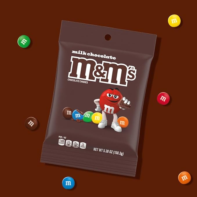 M&ampM'S Milk Chocolate Candy Peg Bag 5.3-Ounce (Pack of 12)