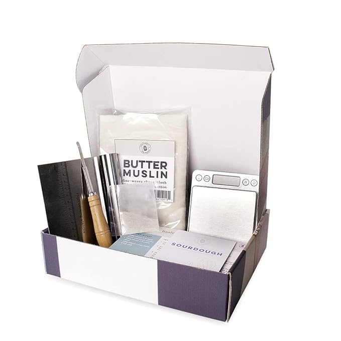 Cultures for Health Artisan Bread Making Kit | 5 Piece DIY Kit Includes San Francisco Sourdough Starter Baker's Scale Bread Lame Dough Scraper &amp Butter Muslin | Sourdough Bread Baking Supplies