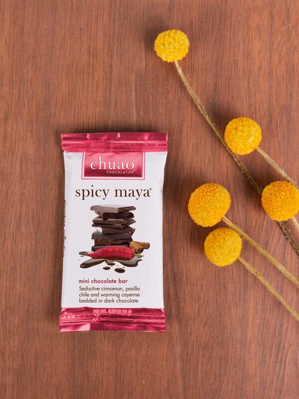 Chuao Chocolatier Spicy Maya Dark Mini Chocolate Bars | Gourmet Chocolate Cinnamon Cayenne Artisan European No Preservatives | For Gift Baskets Christmas Valentines Day Gifts | 100 Pack