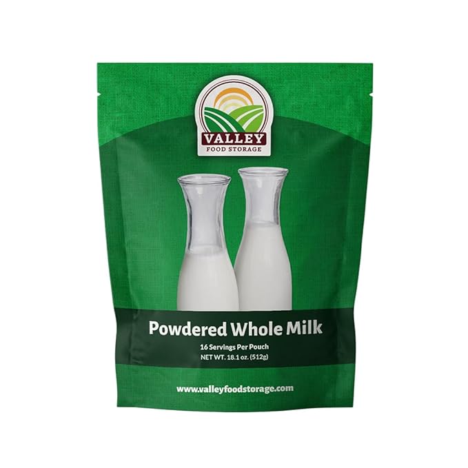 Valley Food Storage Whole Milk Powder | Contains Vitamin A &amp Vitamin D | Powdered Milk Long Term Storage 25 Year Shelf Life | Camping Food Backpacking Meals Prepper Supplies &amp Survival Food