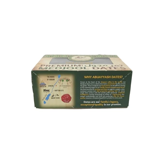 Abuayyash Farms Premium Medjool Dates 2 lb (907g) Box Medium Size Whole Fruit Product of Jordan Naturally Sweet &amp High Fiber Healthy Snack