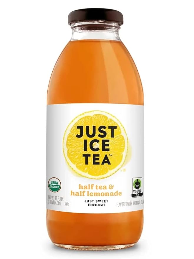 Just Ice Tea Organic Iced Tea 16 Fl Oz Glass Bottles (Pack of 4) (Half &amp Half)
