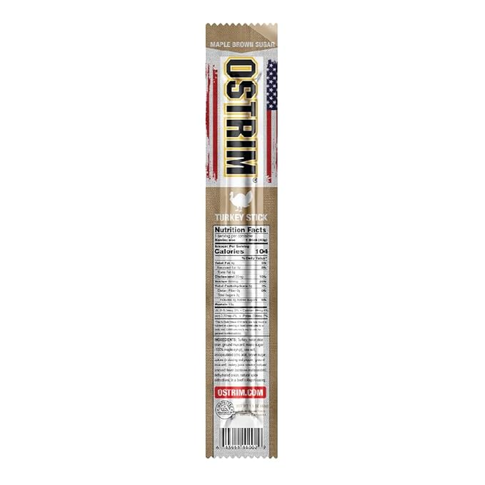 Ostrim Turkey Meat Snack Sticks - Maple Brown Sugar &amp Applewood - Pack of 20 (10 of each flavor)