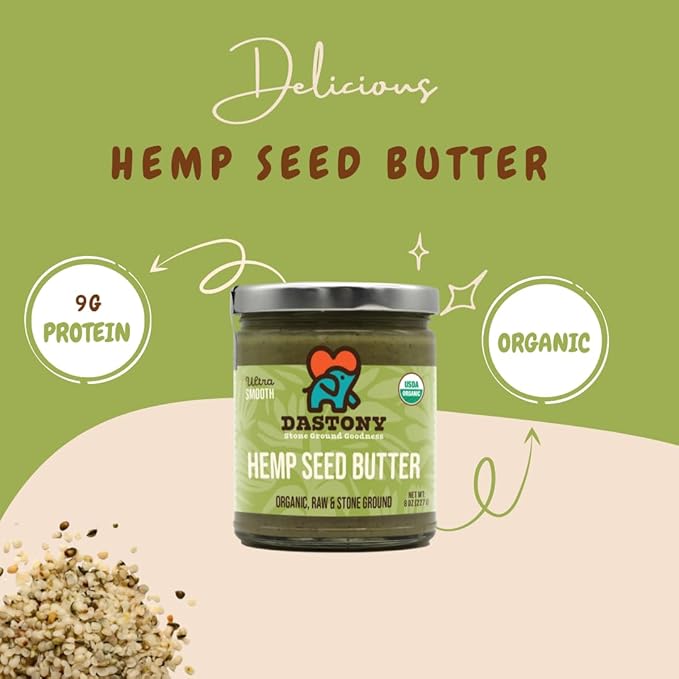 Dastony Organic Raw Hemp Seed Butter 8 oz | Only One Ingredient | Vegan Paleo and Keto Friendly Non GMO Gluten-free - Pack of 3