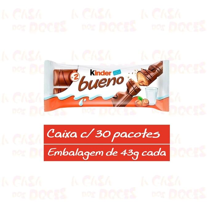 Ferrero Kinder Bueno Wafer Cookies 1.5 Ounce (43 g) (Pack of 30)