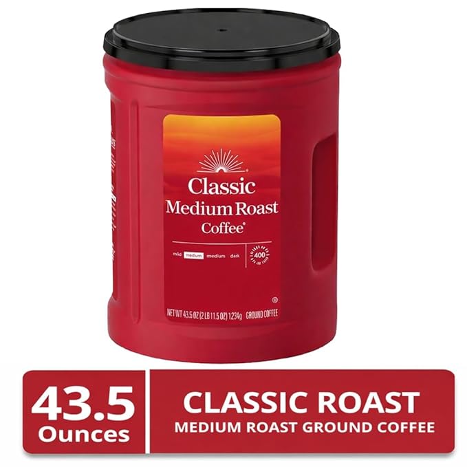 Fogers Classic Medium Roast Ground Coffee 43.5 oz Canister Rich and Smooth Flavor Value Pack