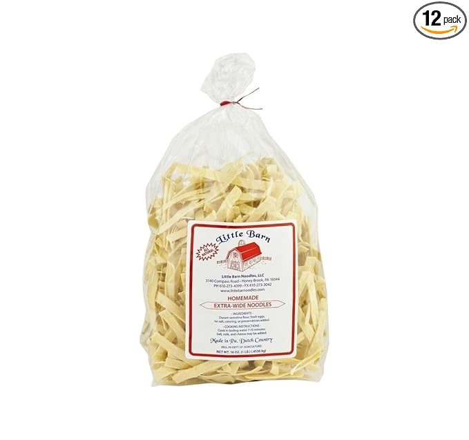 KauffmanTreats Little Barn PA Dutch Homemade Extra-Wide Egg Noodles 16 Oz. (Case of 12)