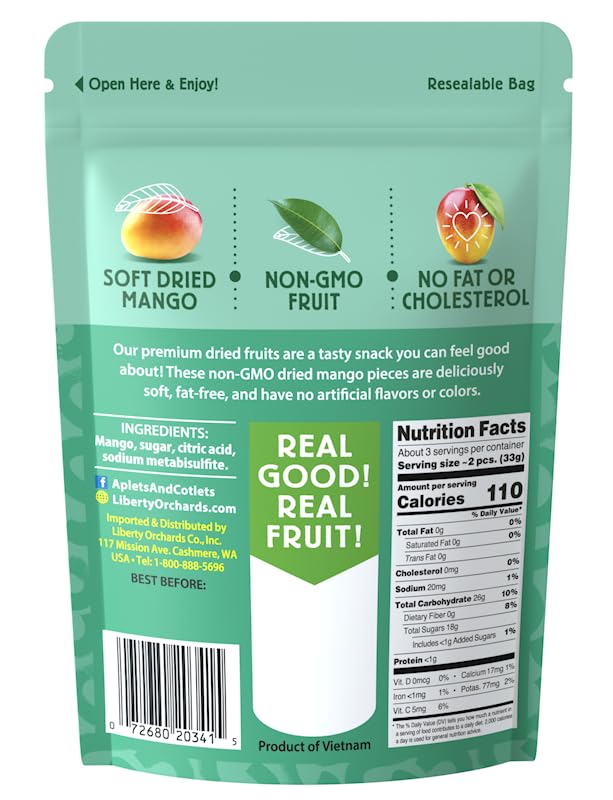 Liberty Orchard Organic Dried Mango - Naturally Sweet Fruit Snacks for Healthy Digestion &amp Busy Lifestyles - Sof Dried Two Fresh Mangos - Healthy Snack Ideal for Recipes &amp On-the-Go Energy - 5