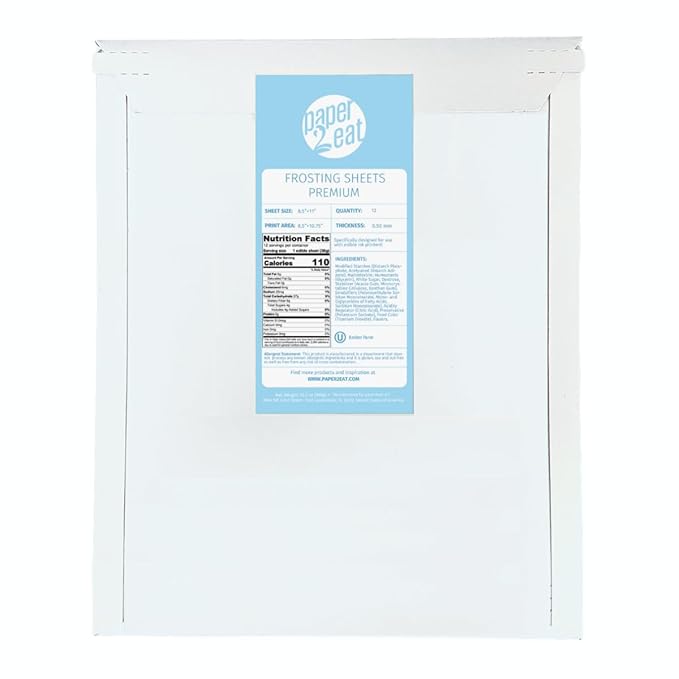 paper2eat Frosting Sheets Premium 8.5” x 11” - 12 count - White Edible Icing Sheets