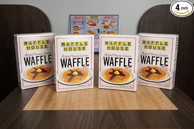 Waffle House Breakfast Waffle Mix 13 oz – Pack of 4 Original Sweet Cream Classic Diner Style Homemade waffles mix