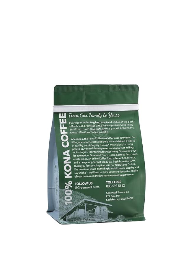 Greenwell Farms 100% Hawaiian Kona Coffee - Full City Roast Whole Bean 8oz