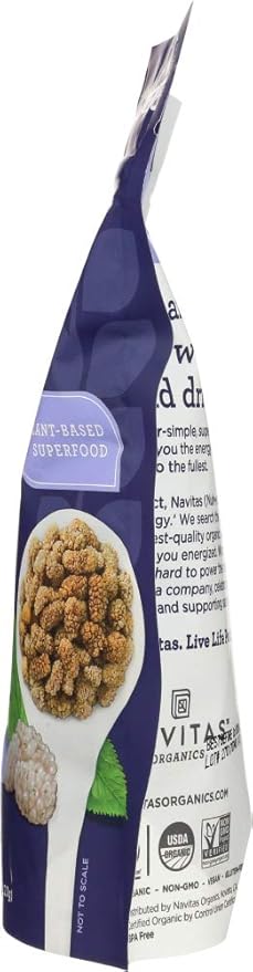 Navitas Naturals Organic Mulberry Berries Sun-Dried White Mulberries 8 oz(Pack of 2)