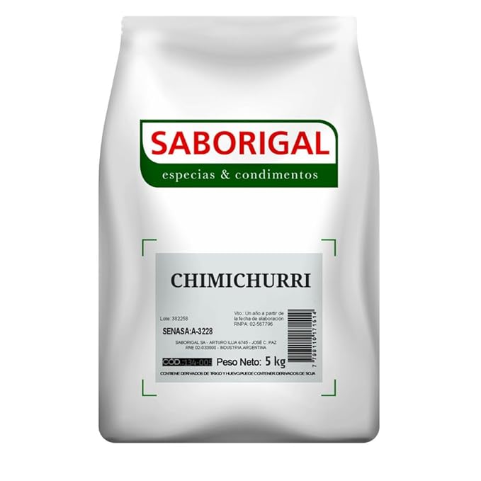Saborigal Chimichurri Seasoning Mix – Traditional Argentine Spice Blend with Salt Oregano Dehydrated Garlic Parsley &amp Ground Chili – 5 kg / 11 lb Bulk Bag