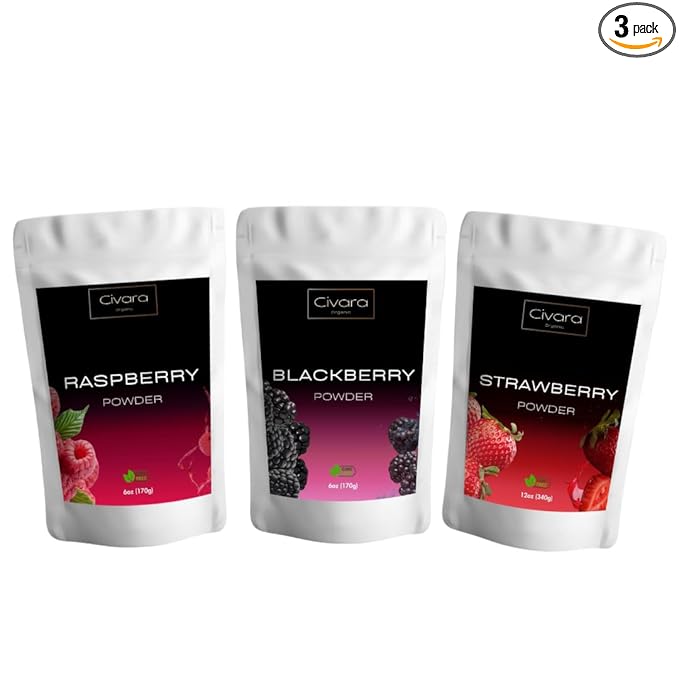 Civara Organic Fruit Powder Trio – 3-Pack (6oz Each) | 100% Natural No Sugar No Additives | USDA Organic Vegan Gluten-Free | Perfect for Smoothies Drinks &amp Baking – Choose Your Flavors (6. Ra