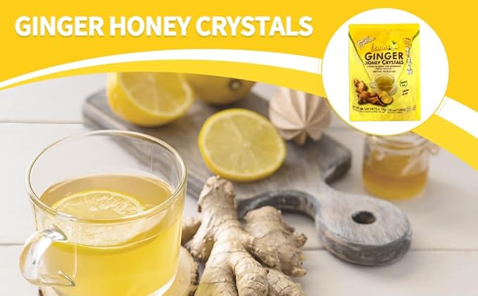 Prince of Peace Instant Ginger Honey Crystals with Lemon 60 Sachets – Instant Hot or Cold Beverage – Easy to Brew – Drink Like a Tea – Caffeine and Gluten Free – Real Ginger