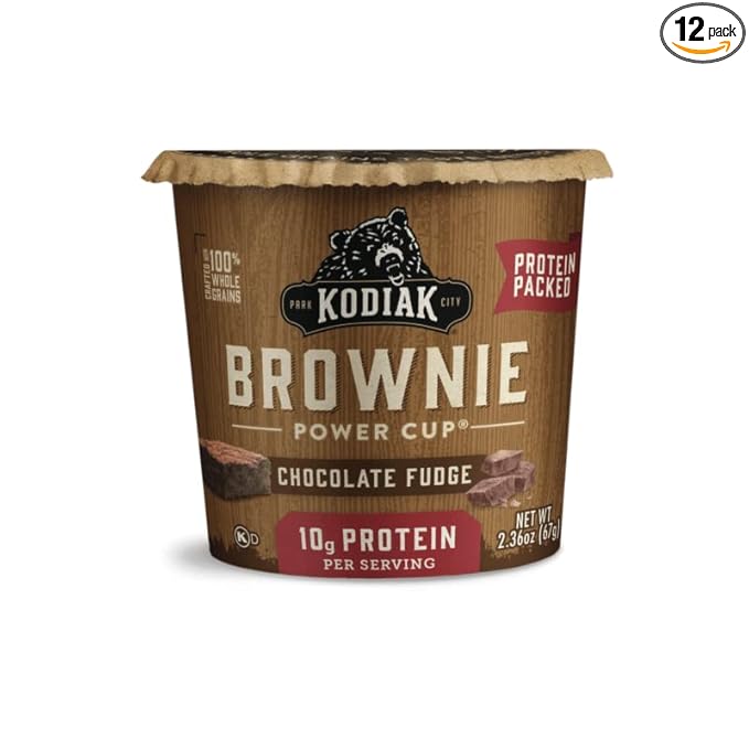 Kodiak Cakes Chocolate Fudge Brownie in a Cup 2.36 Ounce (Pack of 12) (Packaging May Vary)