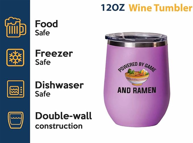 Ramen Lover Pink Edition Wine Tumbler 12oz - Powered by game - Food Lovers chicken pumpkin vegan pantry spicy noodles