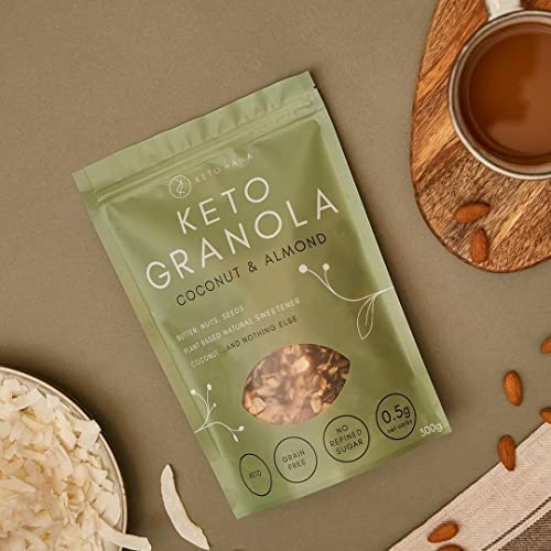 Keto Hana Coconut &amp Almond Original Butter Keto Granola Breakfast Cereal with just 1.1g Net Carbs (300g) Low Carb High Protein Snack