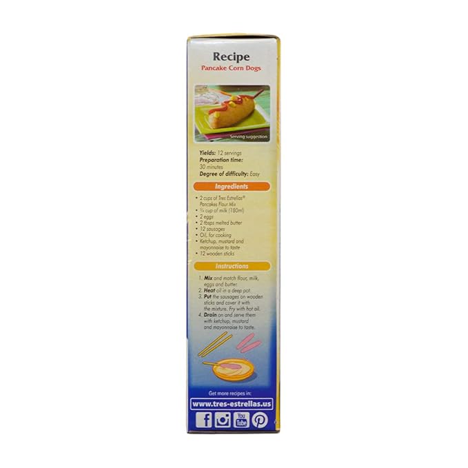 TRES ESTRELLAS Homemade Pancake Mix Easy to Prepare with Milk Eggs &amp Butter 17.6 oz (Pack of 12) | Fluffy Texture | Authentic Flavor for Breakfast or Brunch