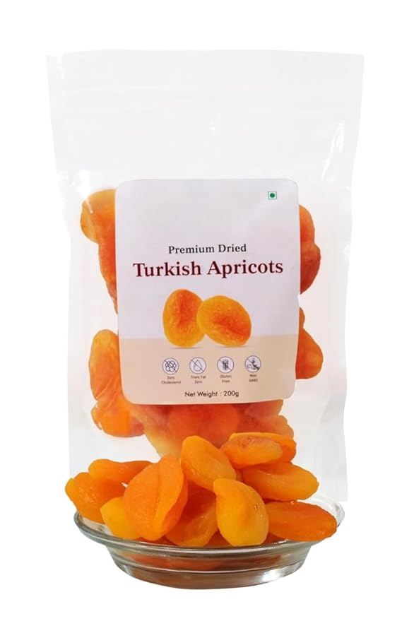 Generic Dried Premium Turkish Apricots Vegan Sun Dried Apricots | Gluten Free &amp Sodium Free | Add in your Healthy Recipes -200 gm