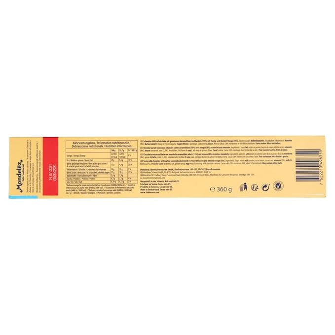 Toblerone Crunchy Almonds Chocolate Bar 360g. Christmas Confectionery Big Night In Birthday Easter Halloween Thank you gift Sharing Chocolate Bar Present Great Gift OFFICIAL