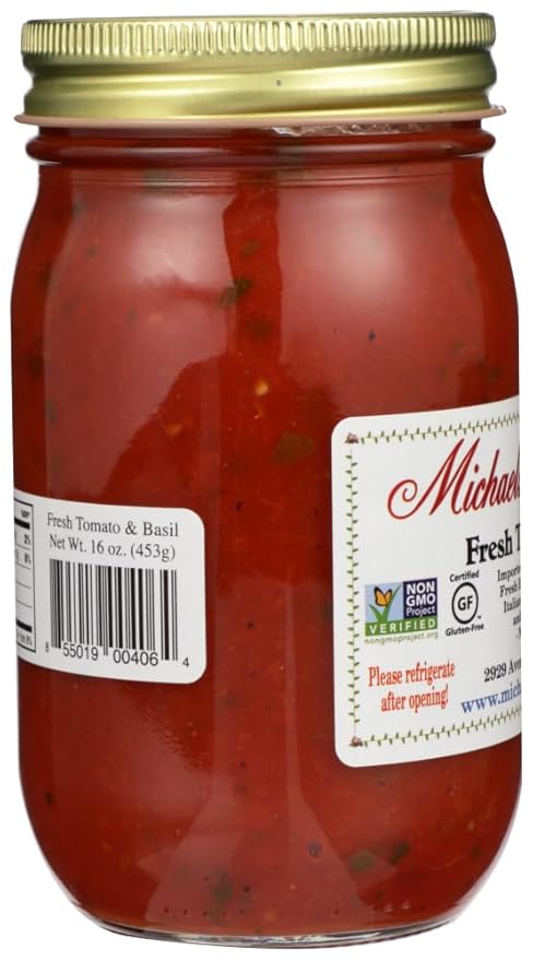 MICHAEL'S OF BROOKLYN Sauce Tomato Basil Pack of 6 16 FL OZ (GMO Free Low Sodium Vegan Wheat Free Yeast Free)