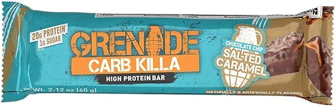 Grenade Carb Killa High Protein and Low Sugar Candy Bar 12 x 60 g - Chocolate Chip Salted Caramel12 Count (Pack of 1)