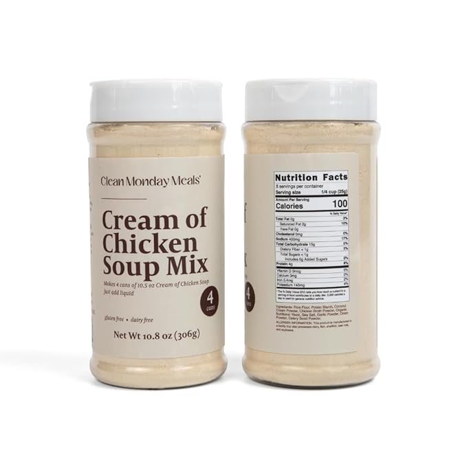 Clean Monday Meals Cream of Chicken &amp Mushroom Soup Mix Bundle | Gluten-Free Dairy-Free Non-GMO Allergen-Friendly | Rich Creamy Savory Soup Bases for Casseroles Sauces Gravies Comfort Meal