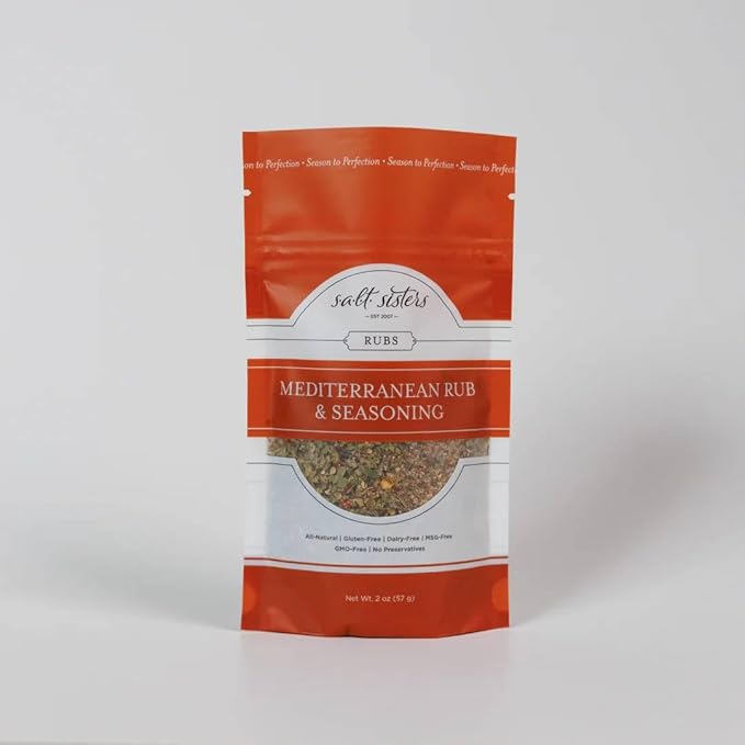 s.a.l.t. sisters Mediterranean Rub &amp Seasoning (2 Ounce) | All-Natural Gluten Free MSG Free Non-GMO | Dry &amp Wet Rub Seasoning Base | Versatile Use for Chicken Wings Brisket Pulled Pork a