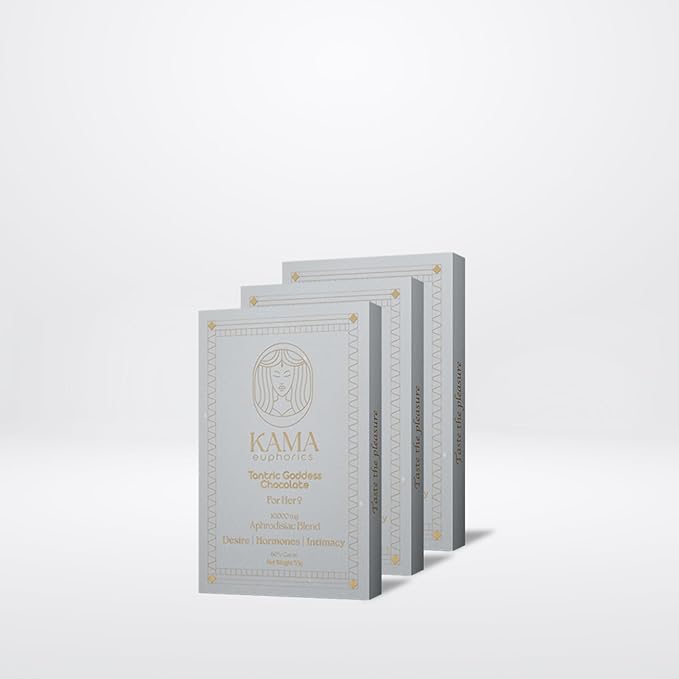 Kama Tantric Chocolate Candy - Organic Chocolate Infused with Potent Adaptogens - Boosts Connection and Vitality - Chocolate Gift Box (Kama 3 Bars Chocolate for Her Dark Chocolate)
