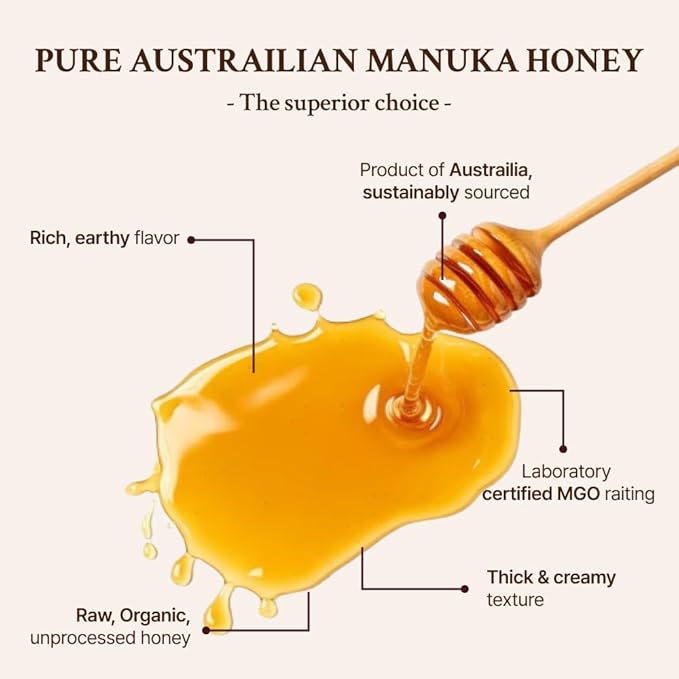 1770 Naturally Australian MGO 30+ Manuka Honey Sticks 30 x 15g Organic Honey for Tea Yogurt &amp Travel Snacks