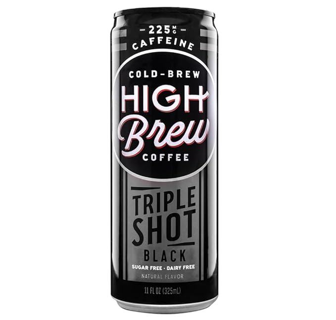 High Brew Coffee | Lightly Sweetened Cold Brew Iced Coffee with Pure Cane Sugar – 225 mg Natural Caffeine Patiently Brewed Never Heated. Low-Acid Ready-to-Drink | 8 oz Can (Triple Shot Black)