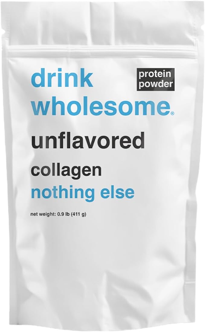 drink wholesome Unflavored Collagen Protein Powder for Sensitive Stomachs | Minimally-Processed Whole-Food Protein | Additive-Free Dairy-Free Gluten-Free | Low FODMAP