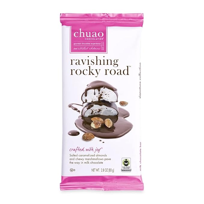 Chuao Chocolatier Ravishing Rocky Road Milk Chocolate Bars | Gourmet Almond Vegan Marshmallows Artisan No Preservatives | 10 Pack (2.8 oz each)