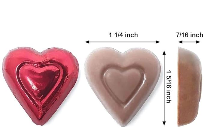 Red Foil Wrapped Premium Solid Milk Chocolate Hearts - 1 Lb. - Approx. 60 Pcs.