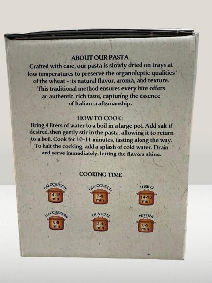 Di Bari Organic Regional Pasta Variety Pack – 5 Italian Shapes (Orecchiette Gnocchetti Fusilli Cicatelli &amp Maccheroni Tricolore) – USDA Organic Bronze Die Cut Product of Italy – 4.6 lb Each (