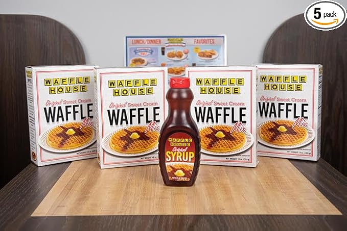 Waffle House Best Waffle mix 12 oz – Pack of 4 with Syrup Restaurant Style Homemade Original Sweet Cream waffles mix