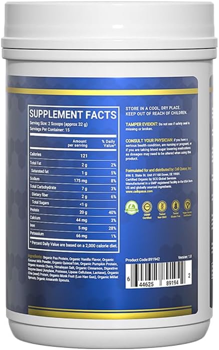 Organic Vegan Protein Powder - 20g Plant Based Protein for Women and Men with Pea Protein Superfood &amp Digestive Enzymes - Clean Protein Gluten-Free Gut-Friendly &amp Non-Bloating Keto