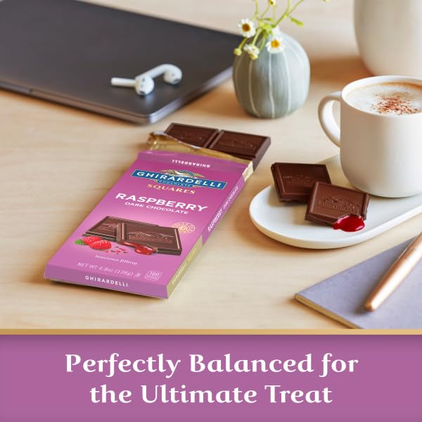 Ghirardelli Raspberry Dark Chocolate Square Bar Pack of 5-4.8 oz Bars